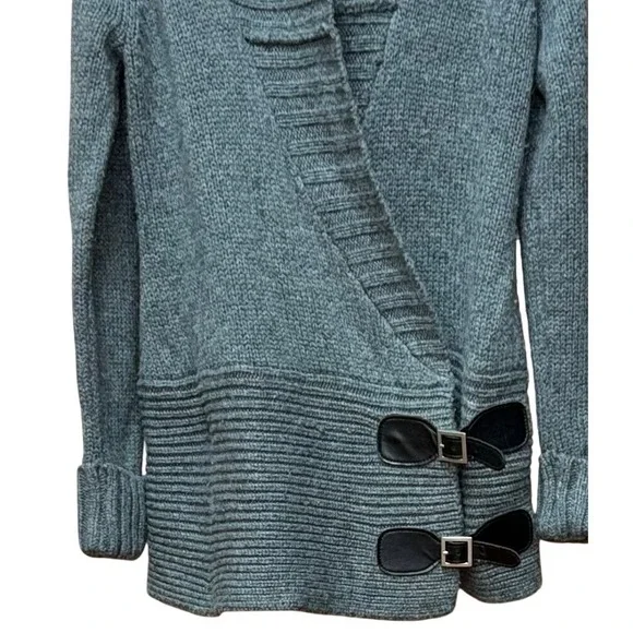 Moda International Wrap ShawlCollar Cardigan Women XS Gray Wool Blend Buckle Y2K - Picture 4 of 10
